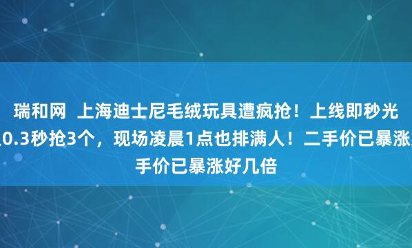 瑞和网  上海迪士尼毛绒玩具遭疯抢！上线即秒光，有人0.3秒抢3个，现场凌晨1点也排满人！二手价已暴涨好几倍